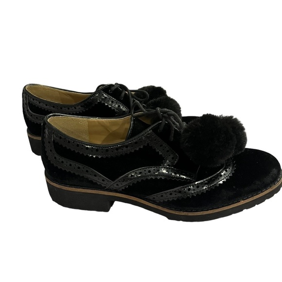 Sam Edelman Lace Up Black Velvet Dahl Oxfords size 7.5 - Picture 3 of 7